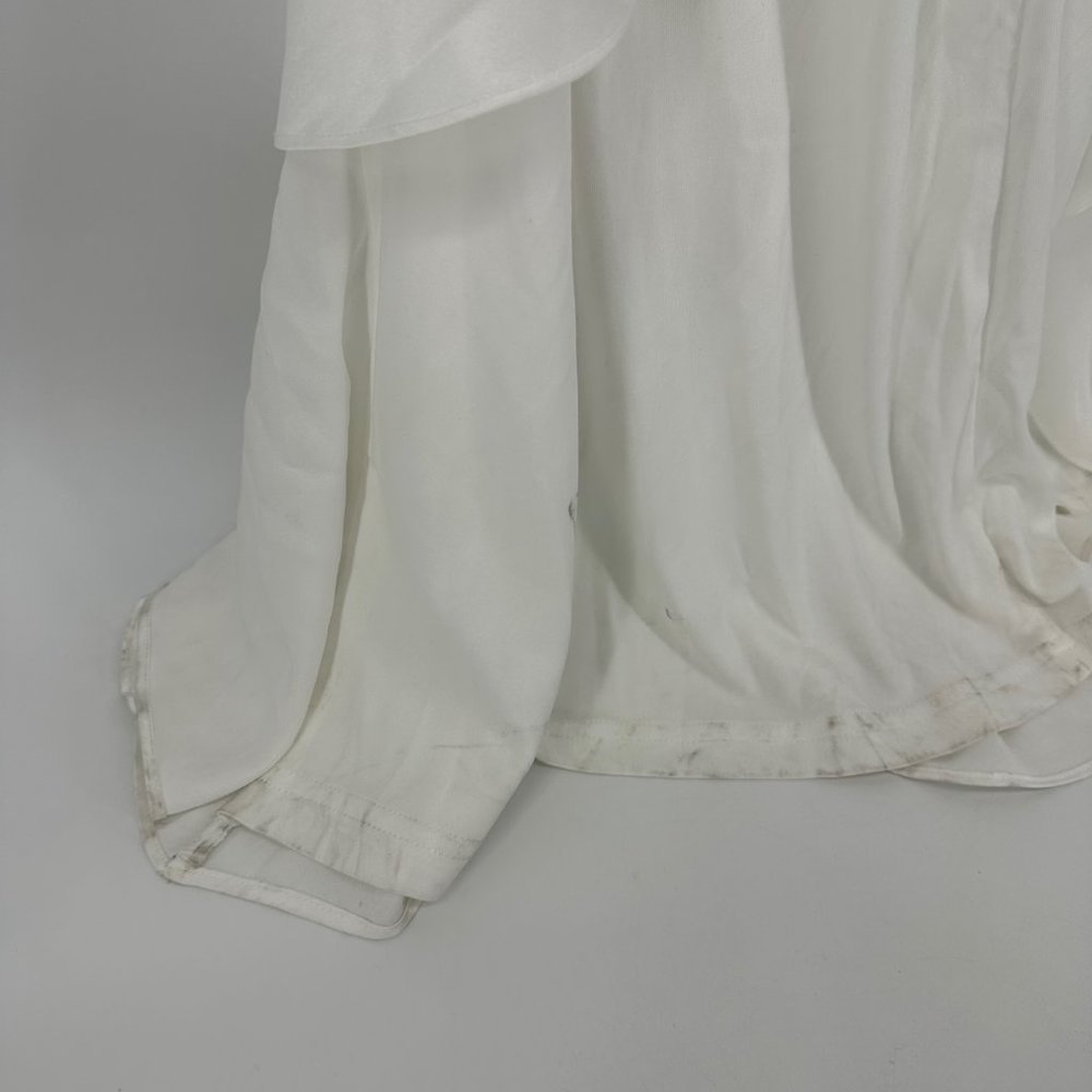 Lulu's Eternal Bond White Satin Ruffled Flutter Sleeve Maxi Dress Flawed NWT XL - Picture 10 of 12